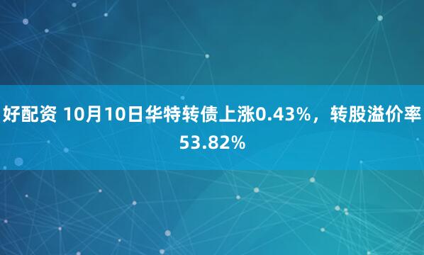 好配资 10月10日华特转债上涨0.43%，转股溢价率53.82%